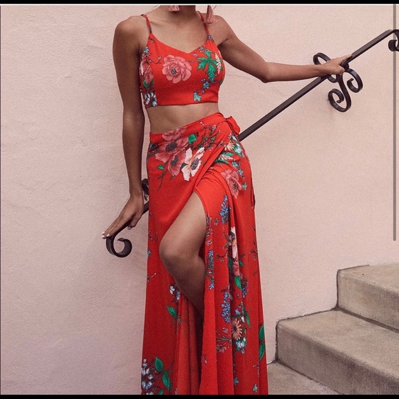 Lulus Dresses & Skirts - Lulu’s Bloom with a View Red Two-Piece Maxi Dress